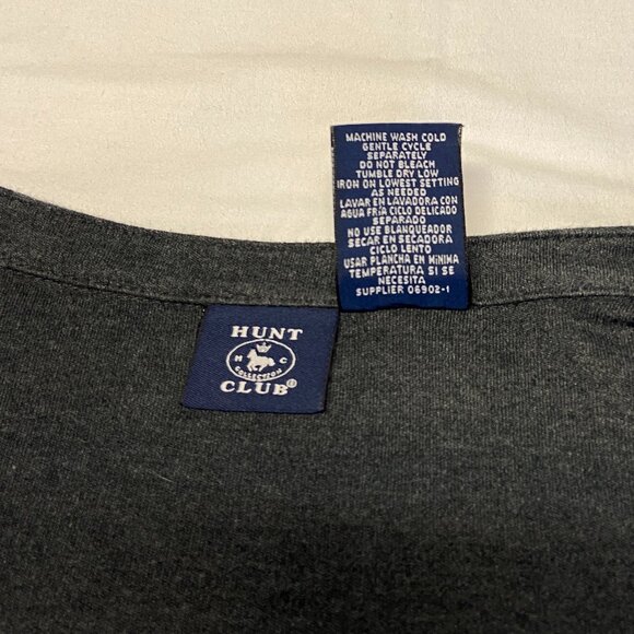 Hunt Club Grey Cardigan Sweater XLT Collarless Long Sleeve Lightweight Button Up - Picture 12 of 12